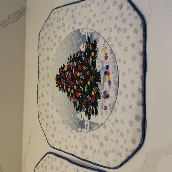𝅺VINTAGE Set of 2 100% Cotton Old Fashion Christmas Tree Placemats Christmas - Picture 3 of 9